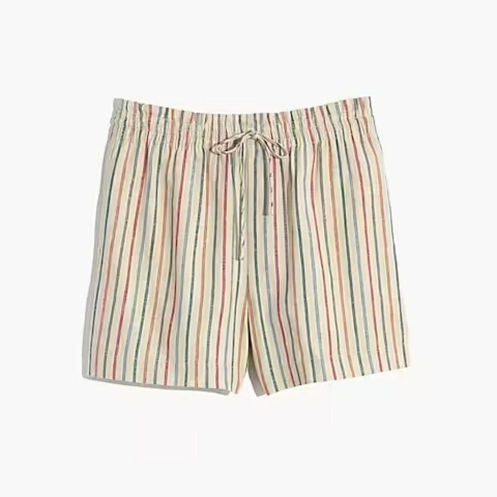 NWT Madewell Rainbow Stripe Shorts S Pull On Drawstring Cotton Linen - Picture 11 of 11